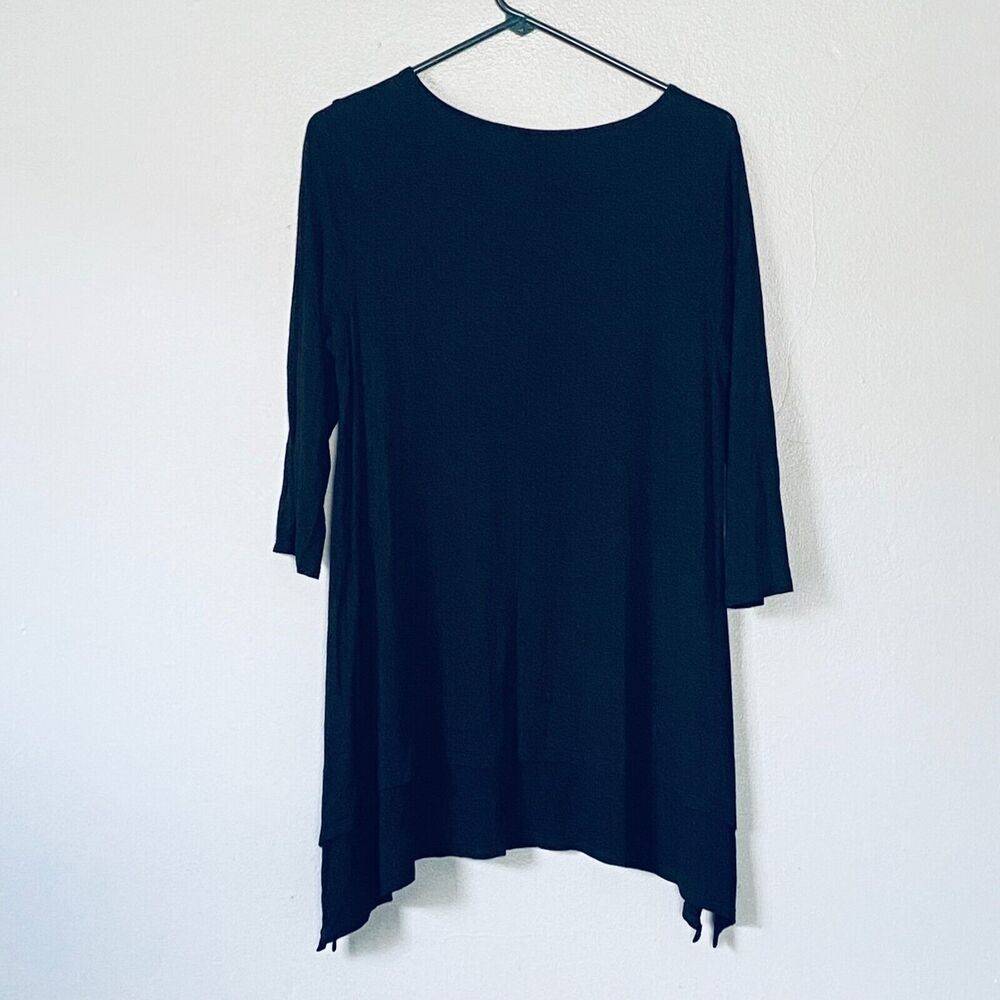 Eileen Fisher Top Womens Size Large Black Tunic Minimalist Classic - Picture 2 of 6